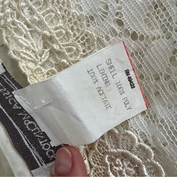 Vintage 80s Jessica McClintock Girls Short Sleeve Cream Lace Dress Sash Tie - Picture 6 of 14